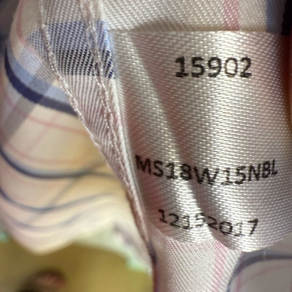 Men's pink blue and white checkered button down silk blend large - Picture 5 of 9